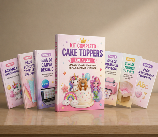 KIT PROFESIONAL DE +1.000 CAKE TOPPERS EDITABLES EN CANVA